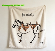 Hermes Ink Wash Equestrian Art Flannel Throw Blanket IMG_5301